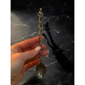 Vintage Montagnani Style Figural Soldier Demitasse Spoons Ornate Stainless